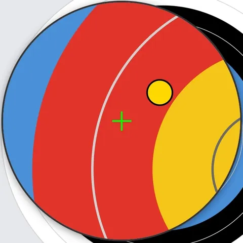 Magnifier enlarging the target around an arrow